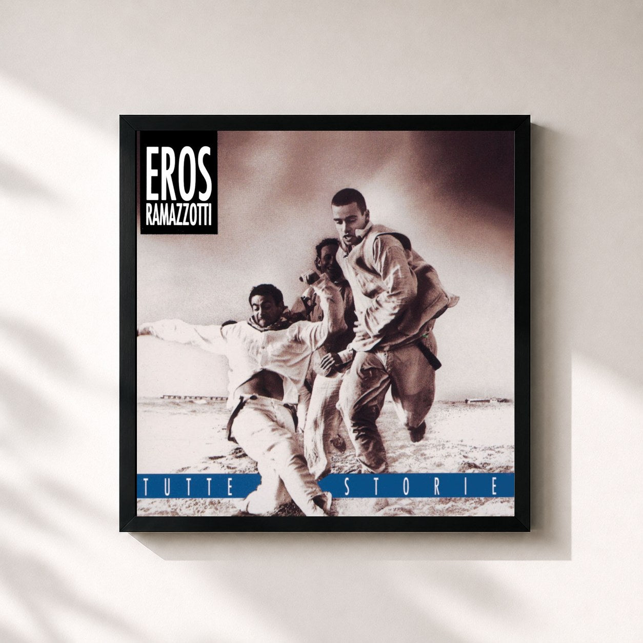 #noir Tableau carré de l'album Tutte storie de Eros Ramazzotti, cadre noir 32x32 cm