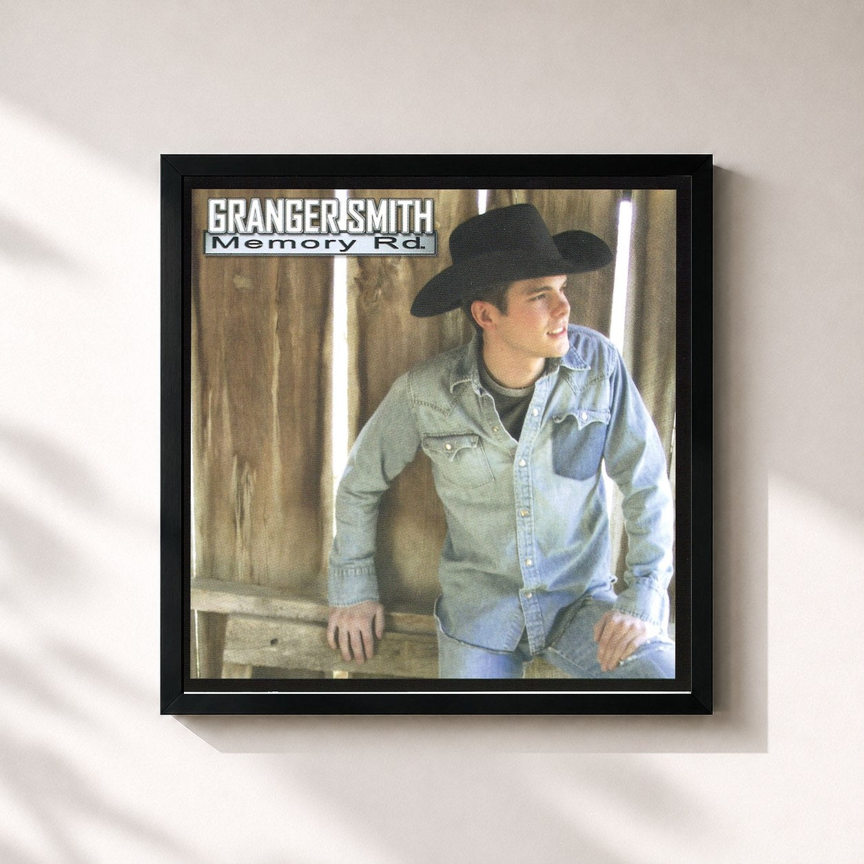 #noir Tableau carré de l'album Memory Rd. de Granger Smith, cadre noir 32x32 cm