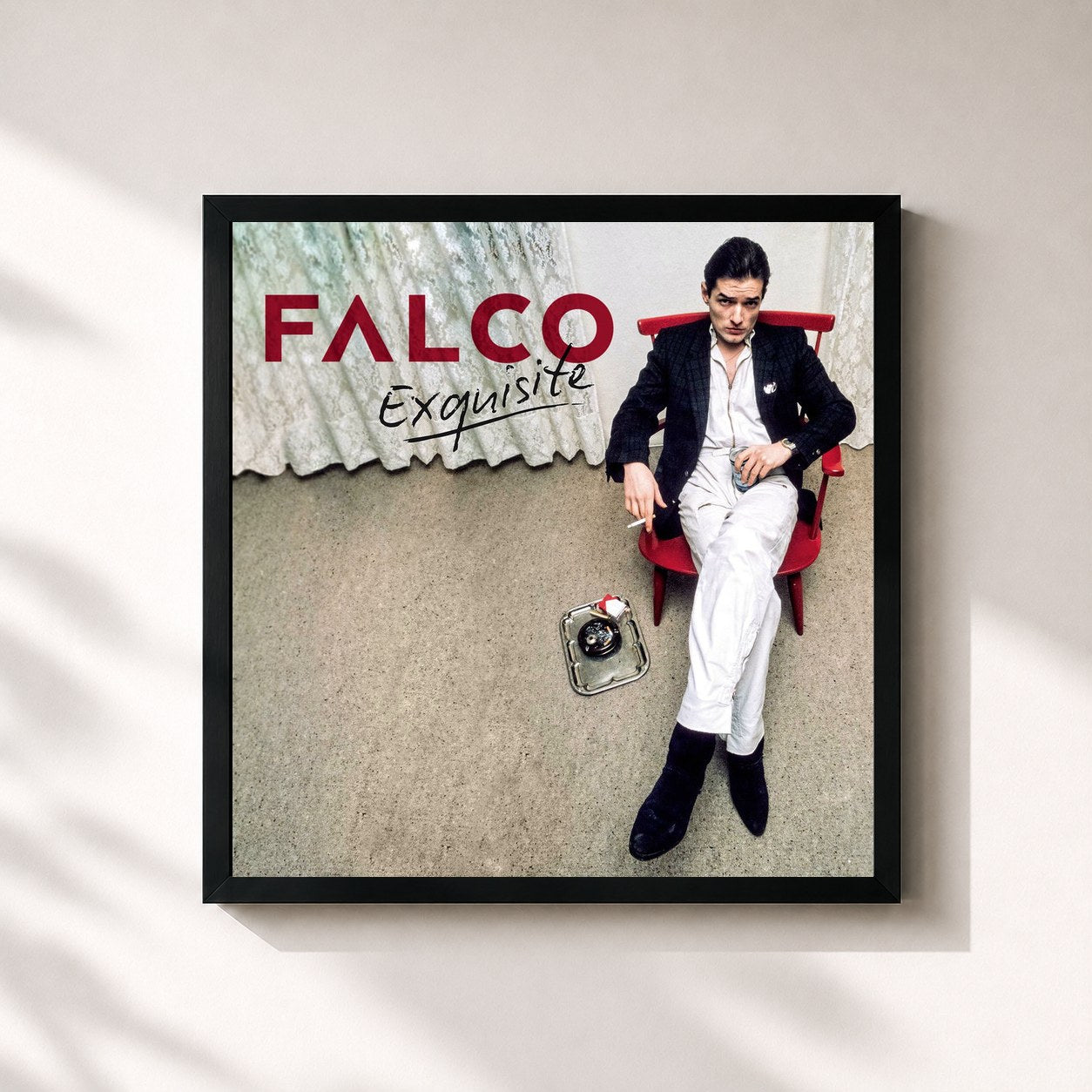 #noir Tableau carré de l'album Exquisite de Falco, cadre noir 32x32 cm