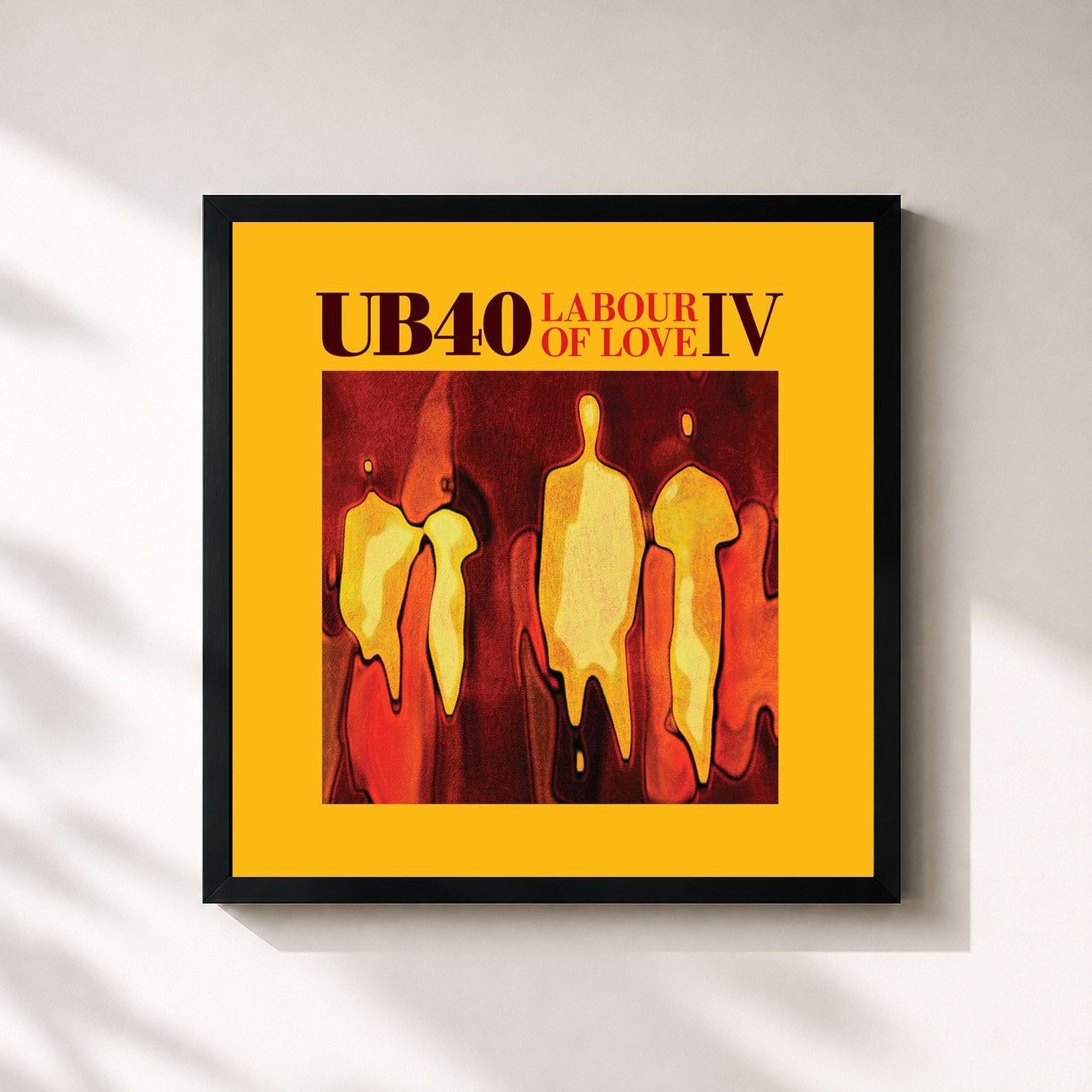 #noir Tableau carré de l'album Labour Of Love IV de UB40, cadre noir 32x32 cm