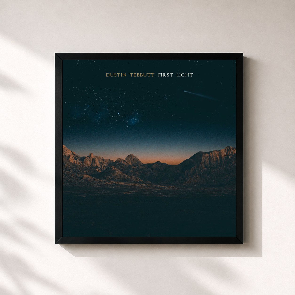 #noir Tableau carré de l'album First Light de Dustin Tebbutt, cadre noir 32x32 cm