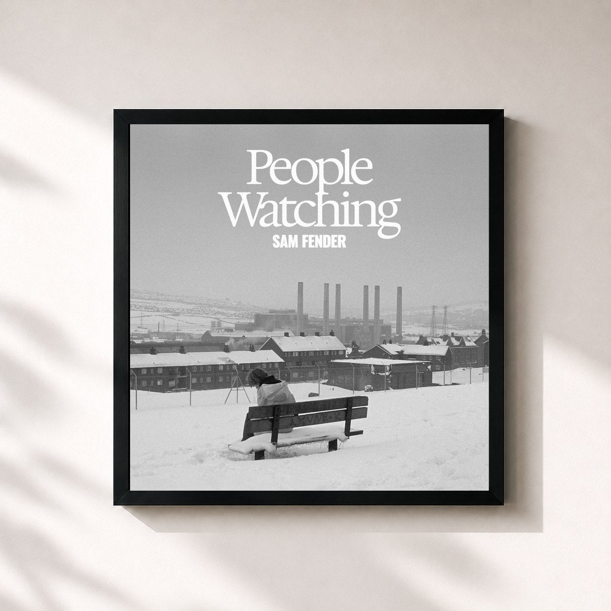 #noir Tableau carré de l'album People Watching (Deluxe Edition) de Sam Fender, cadre noir 32x32 cm