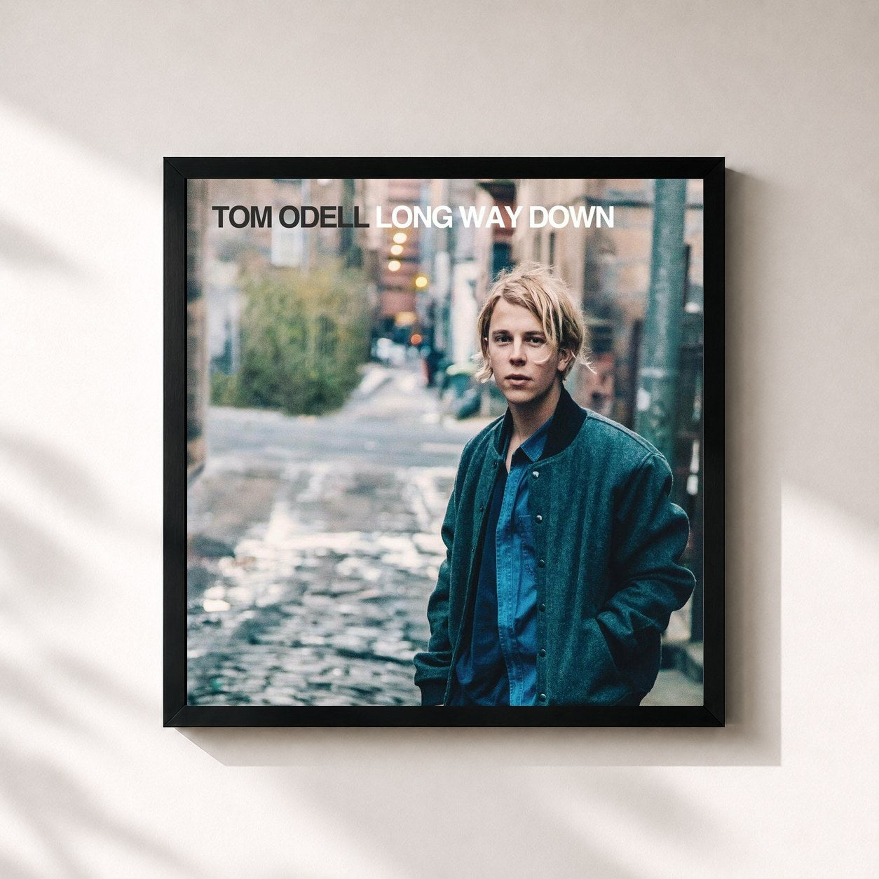 #noir Tableau carré de l'album Long Way Down de Tom Odell, cadre noir 32x32 cm