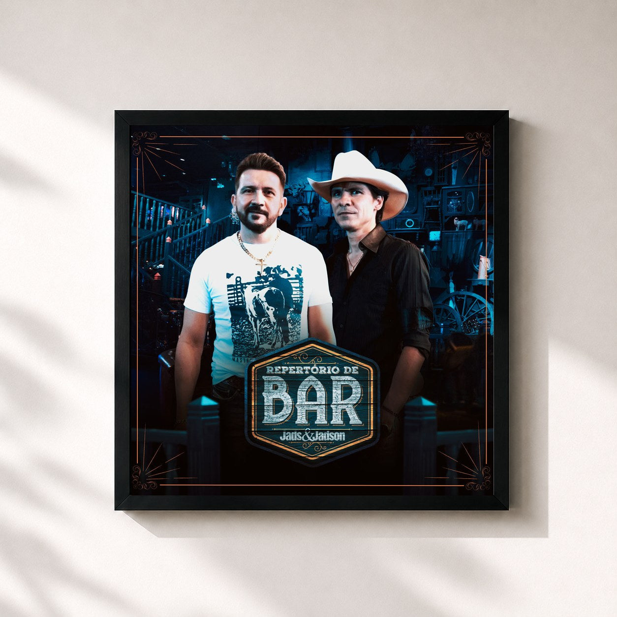 #noir Tableau carré de l'album Repertório de Bar de Jads & Jadson, cadre noir 32x32 cm