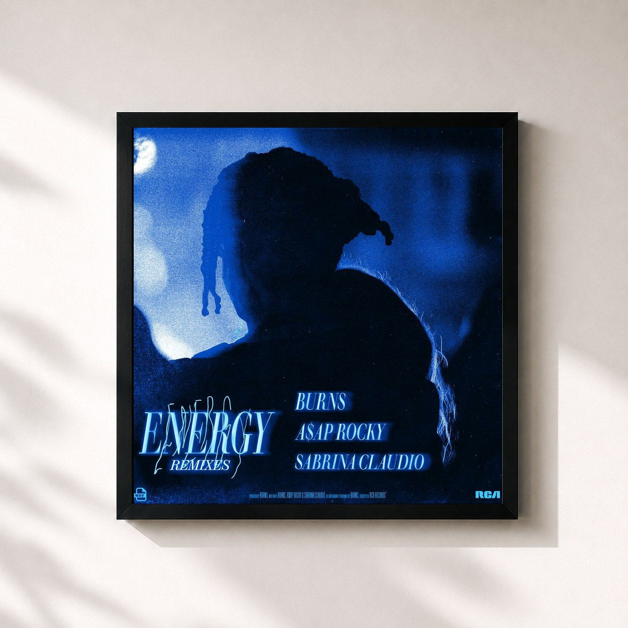 #noir Tableau carré de l'album Energy (Remixes) (feat. Sabrina Claudio) de Burns, cadre noir 32x32 cm