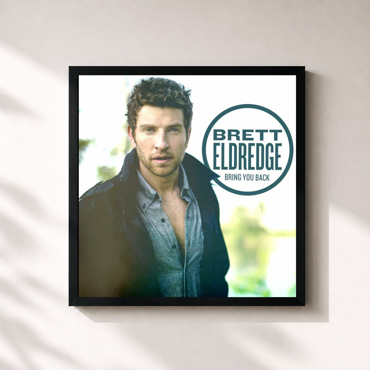 #noir Tableau carré de l'album Bring You Back de Brett Eldredge, cadre noir 32x32 cm