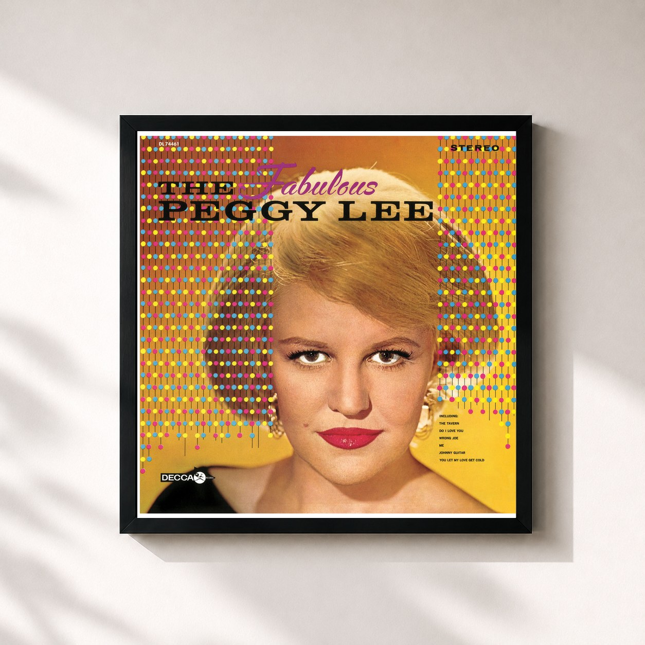 #noir Tableau carré de l'album The Fabulous Peggy Lee de Peggy Lee, cadre noir 32x32 cm