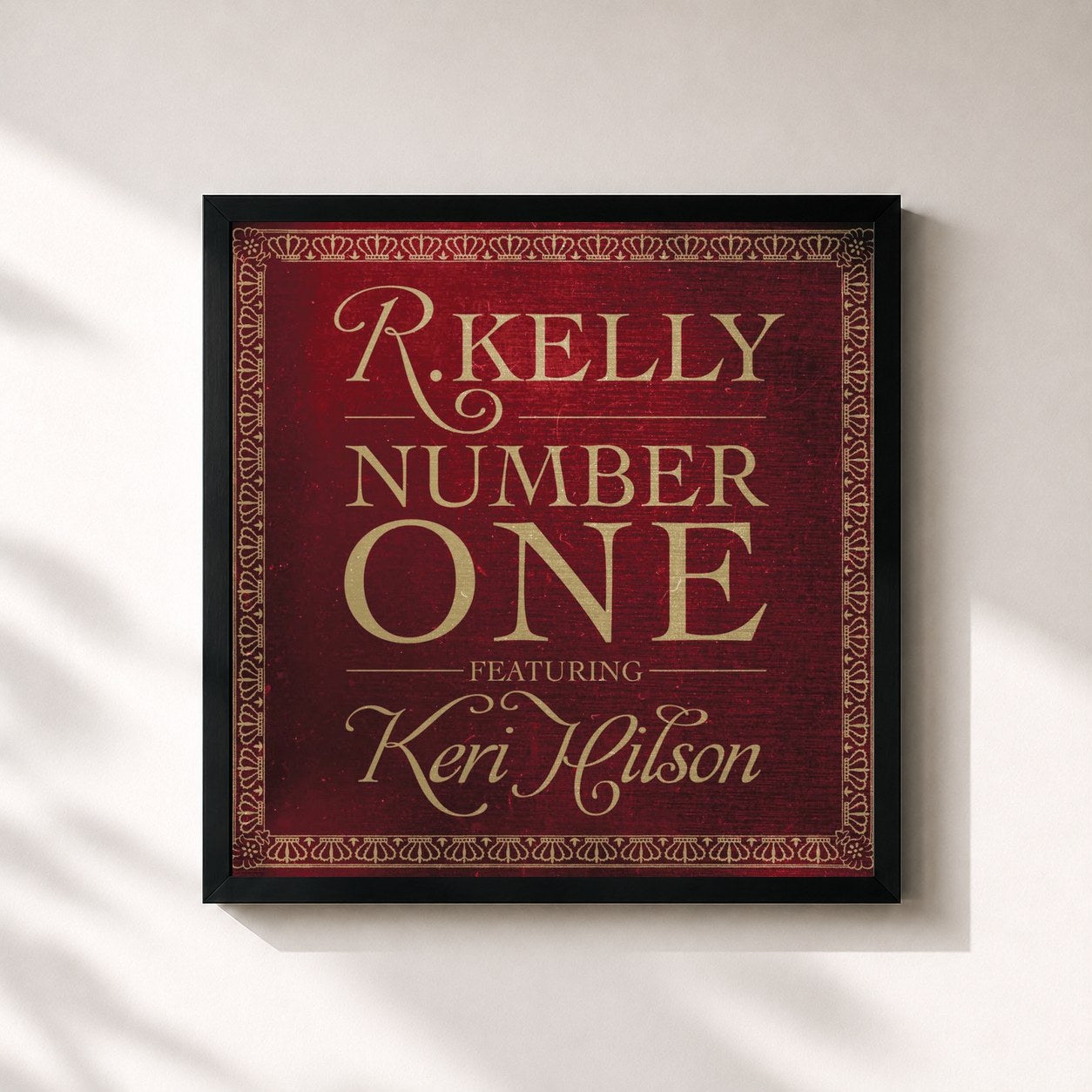 #noir Tableau carré de l'album Number One Remixs (feat. Keri Hilson) de R. Kelly, cadre noir 32x32 cm
