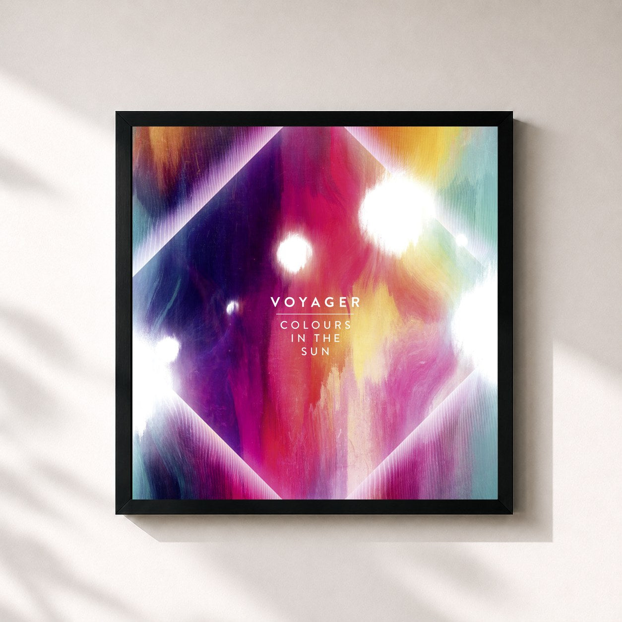 #noir Tableau carré de l'album Colours in the Sun de Voyager, cadre noir 32x32 cm