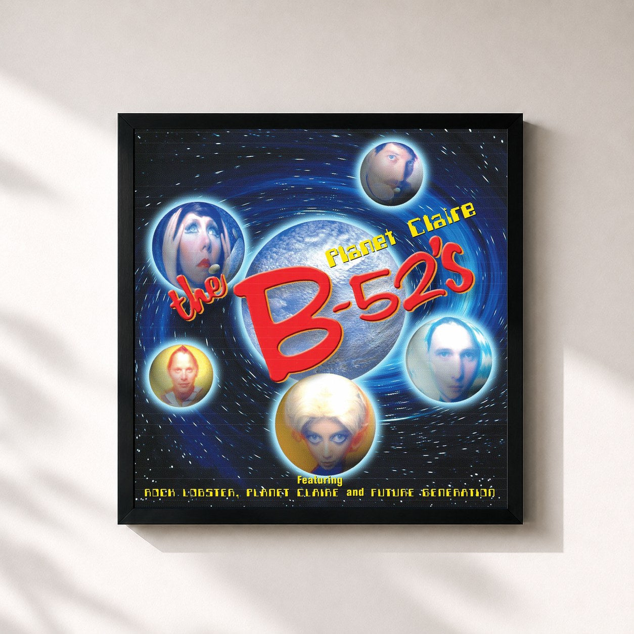 #noir Tableau carré de l'album Planet Claire de The B-52's, cadre noir 32x32 cm