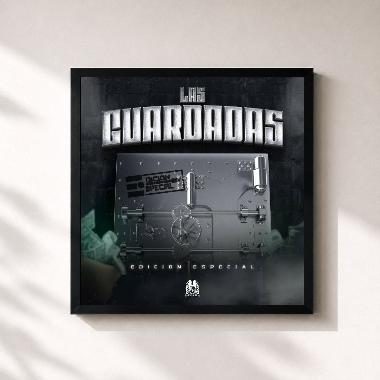 #noir Tableau carré de l'album Las Guardadas de Edicion Especial, cadre noir 32x32 cm