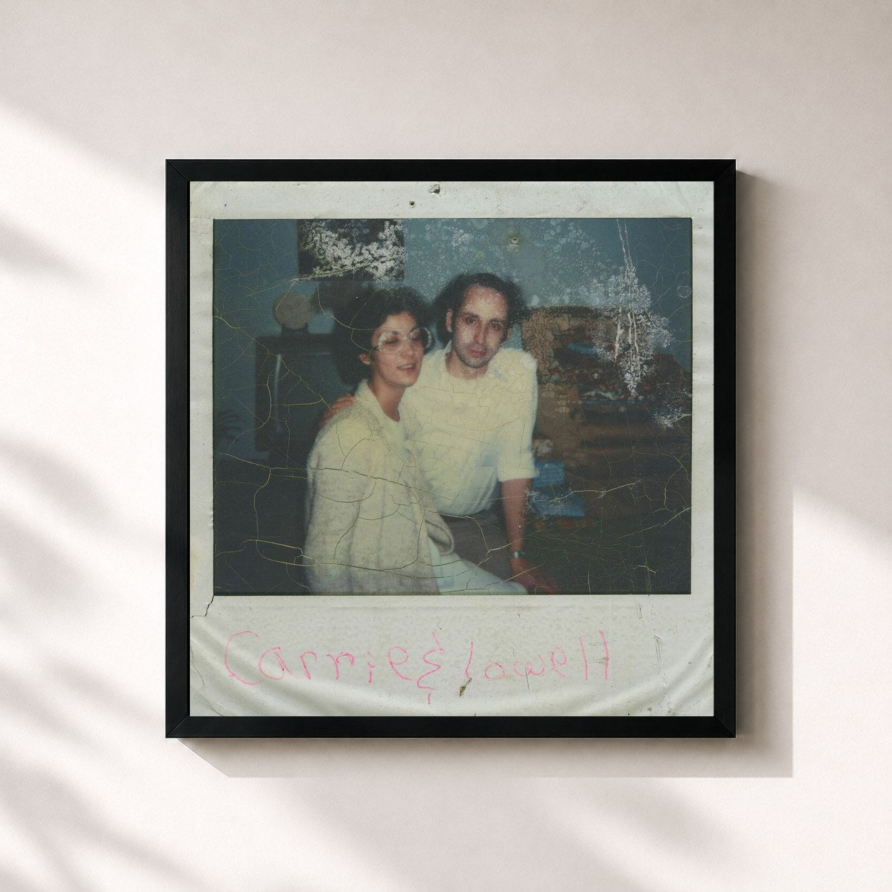 #noir Tableau carré de l'album Carrie & Lowell (10th Anniversary Edition) de Sufjan Stevens, cadre noir 32x32 cm
