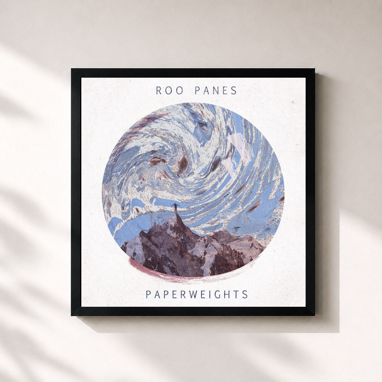 #noir Tableau carré de l'album Paperweights de Roo Panes, cadre noir 32x32 cm