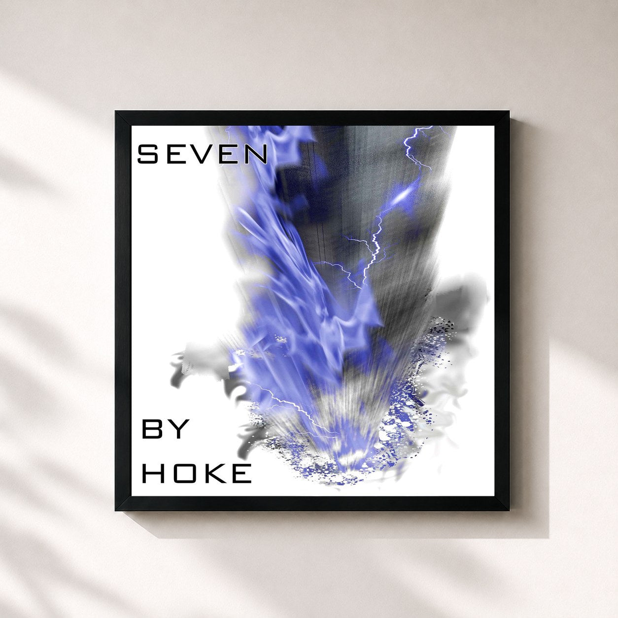 #noir Tableau carré de l'album Seven de Hoke, cadre noir 32x32 cm