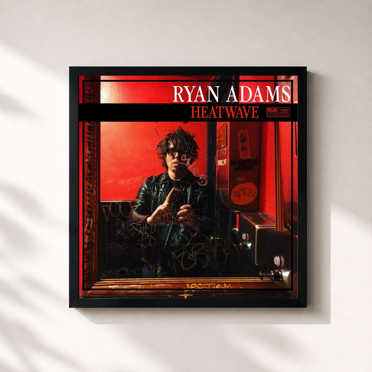 #noir Tableau carré de l'album Heatwave de Ryan Adams, cadre noir 32x32 cm