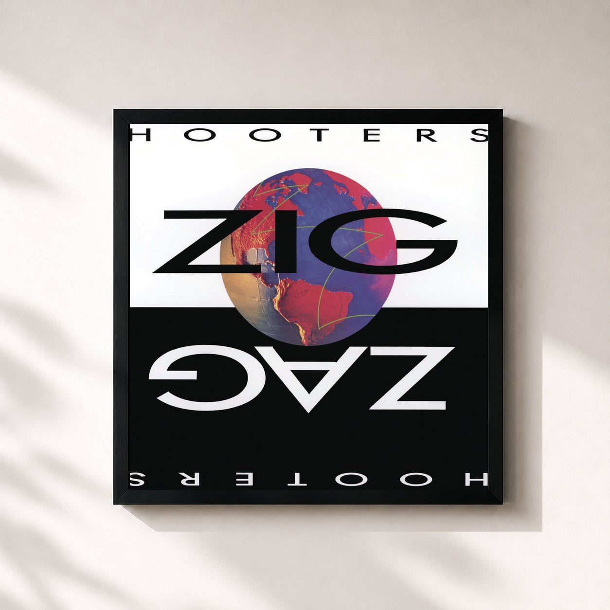 #noir Tableau carré de l'album Zig Zag de The Hooters, cadre noir 32x32 cm