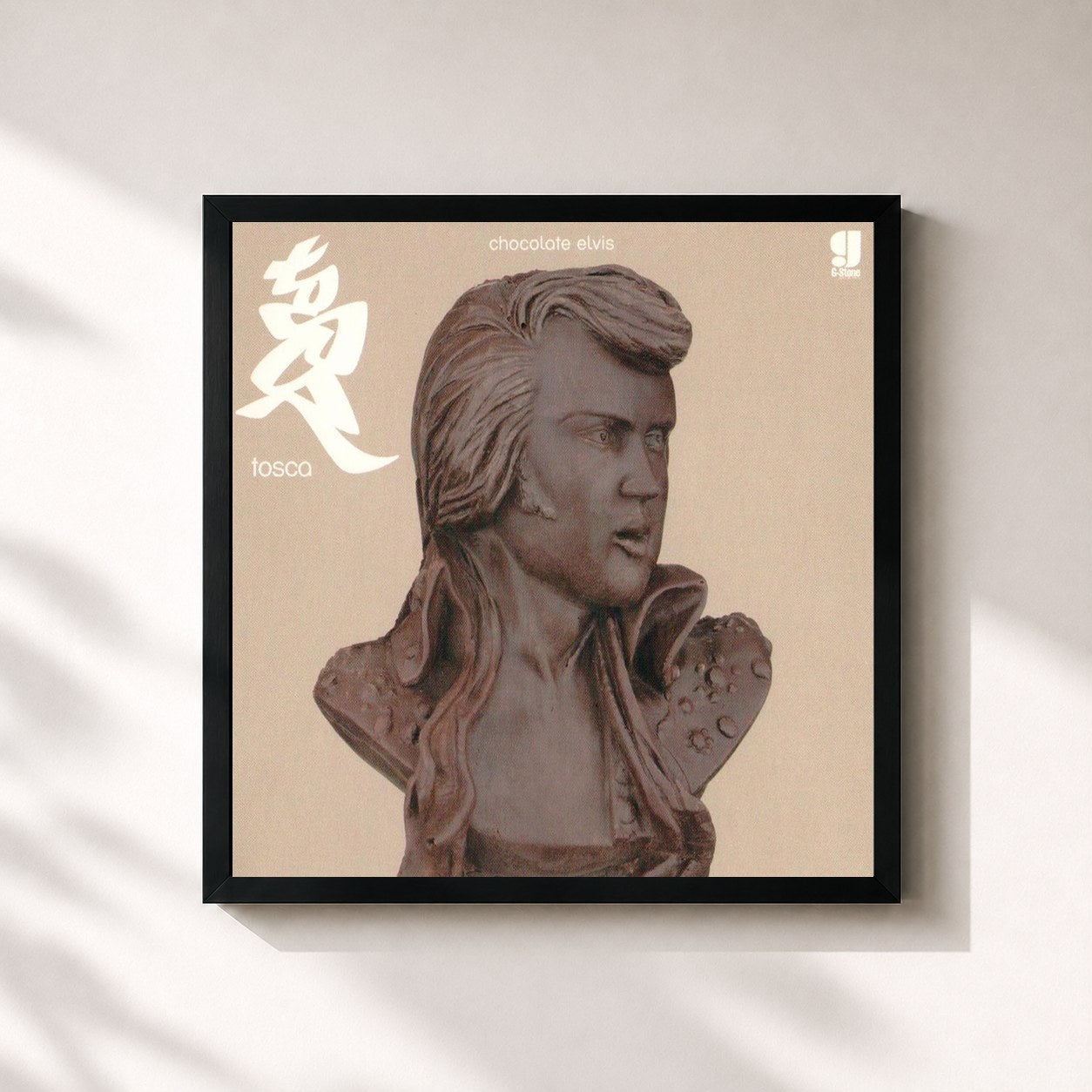 #noir Tableau carré de l'album Chocolate Elvis Dubs de Tosca, cadre noir 32x32 cm