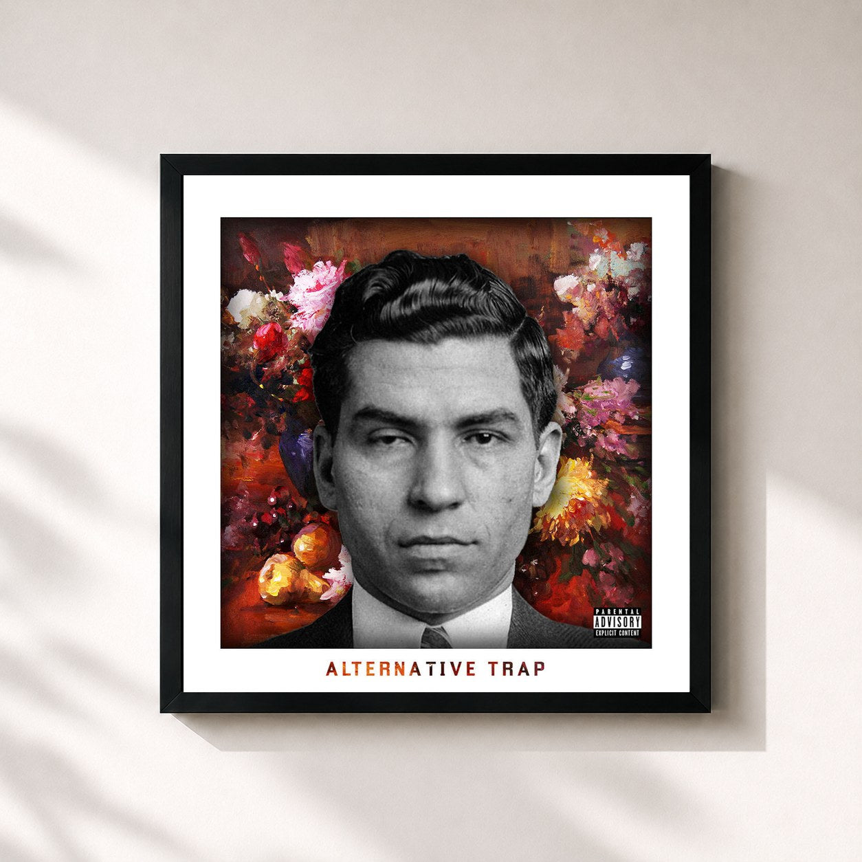 #noir Tableau carré de l'album Alternative Trap de Lucki, cadre noir 32x32 cm