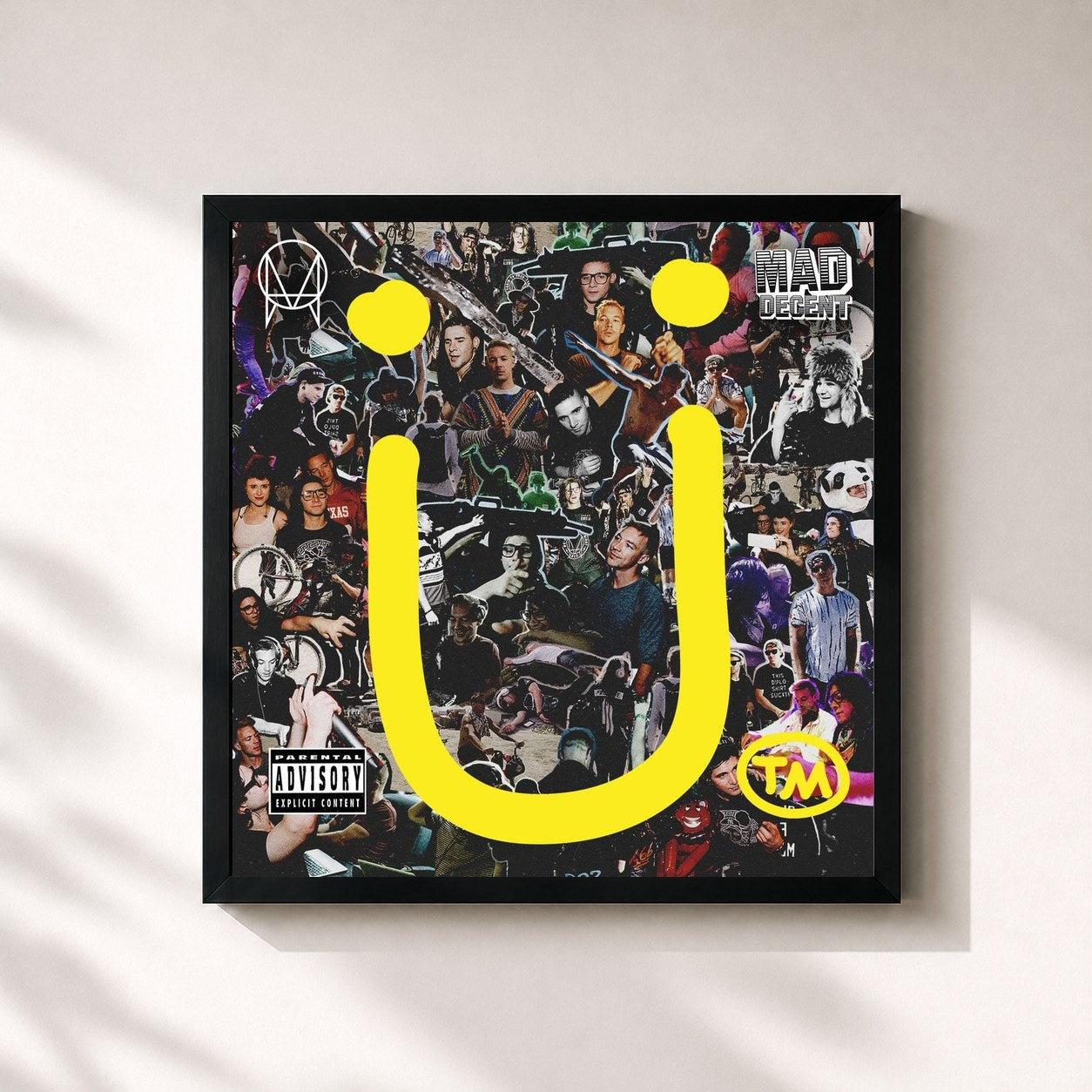 #noir Tableau carré de l'album Skrillex and Diplo present Jack Ü de Jack Ü, cadre noir 32x32 cm