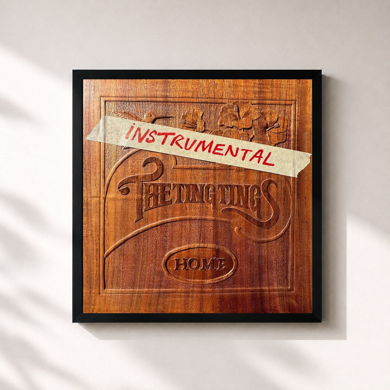 #noir Tableau carré de l'album Home (Instrumental) de The Ting Tings, cadre noir 32x32 cm