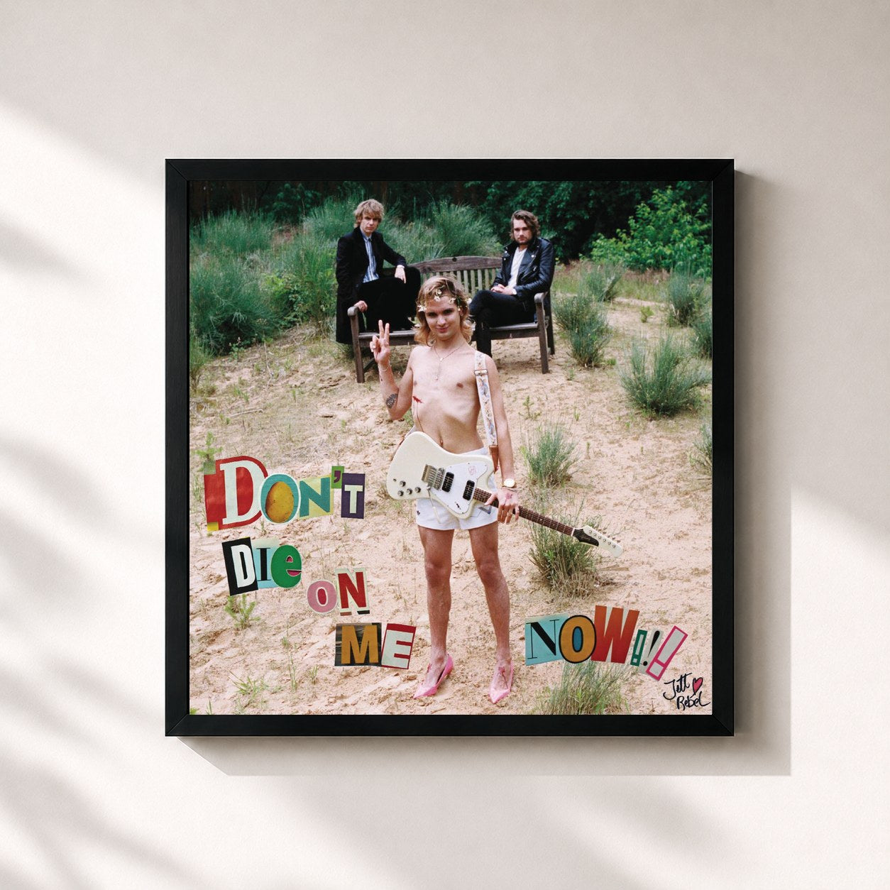 #noir Tableau carré de l'album Don't Die On Me Now de Jett Rebel, cadre noir 32x32 cm