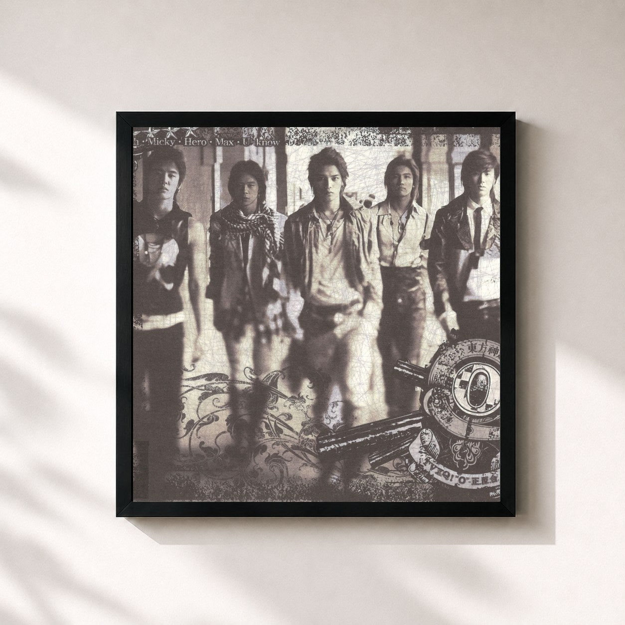 #noir Tableau carré de l'album "O"-正.反.合. - The 3rd Album de TVXQ!, cadre noir 32x32 cm