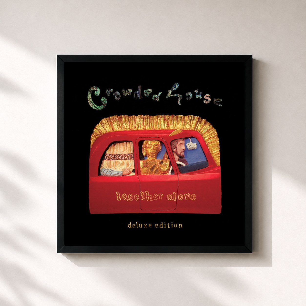 #noir Tableau carré de l'album Together Alone (Deluxe) de Crowded House, cadre noir 32x32 cm