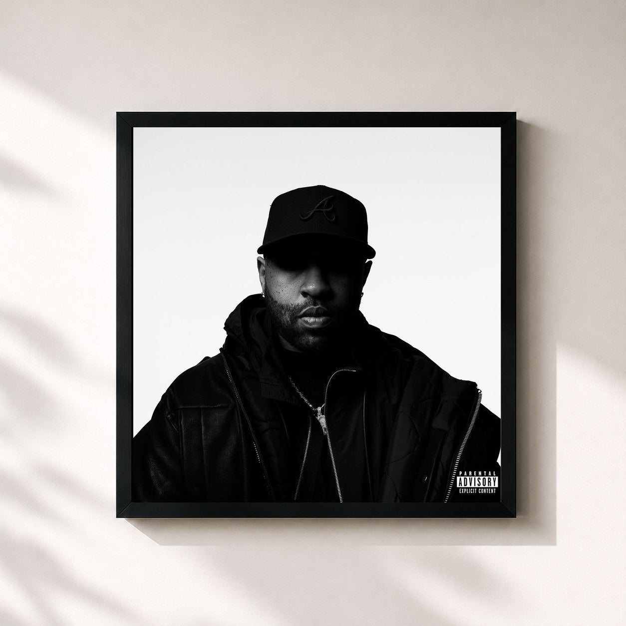 #noir Tableau carré de l'album R3SET de Mike Will Made-It, cadre noir 32x32 cm