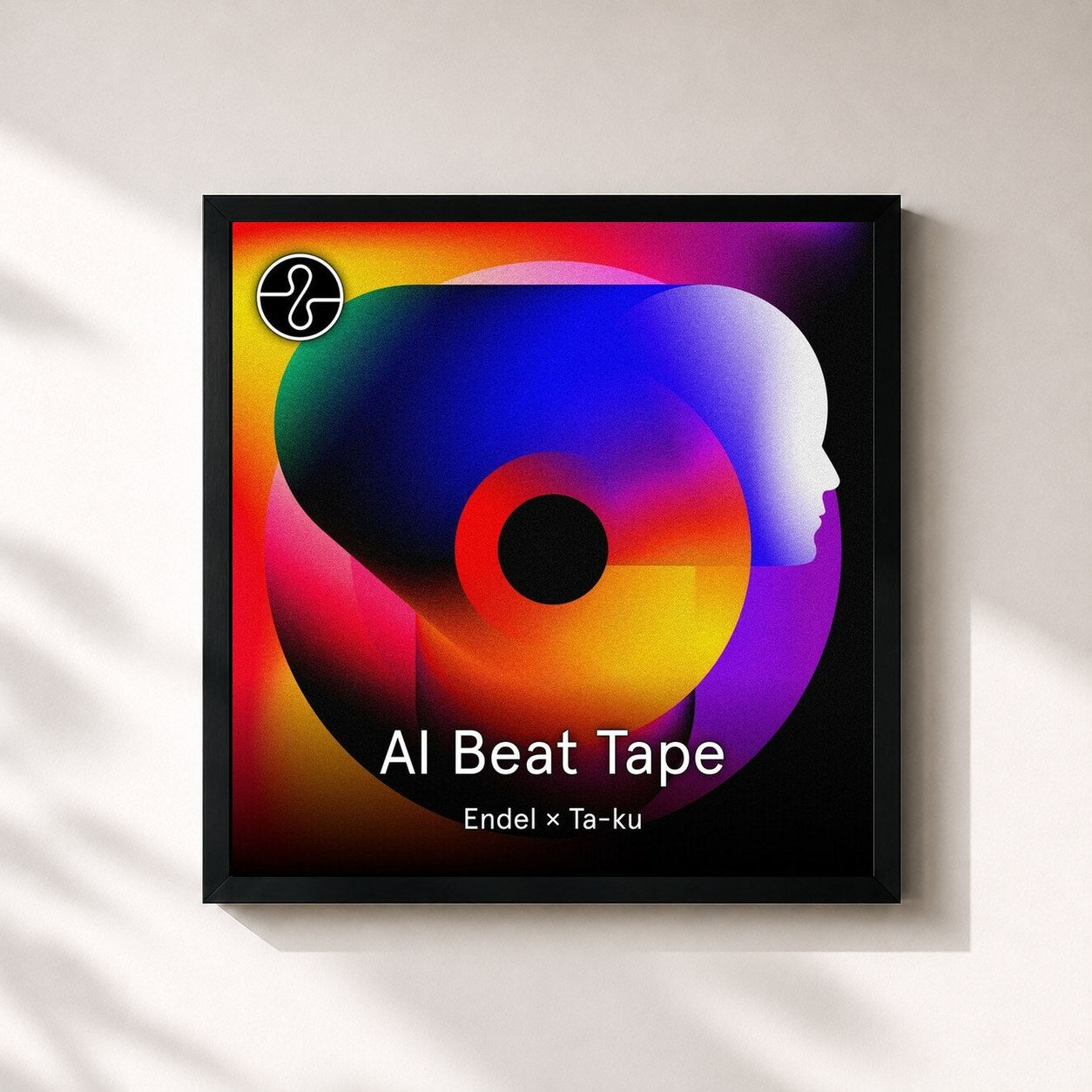 #noir Tableau carré de l'album AI Beat Tape de Ta-Ku, cadre noir 32x32 cm