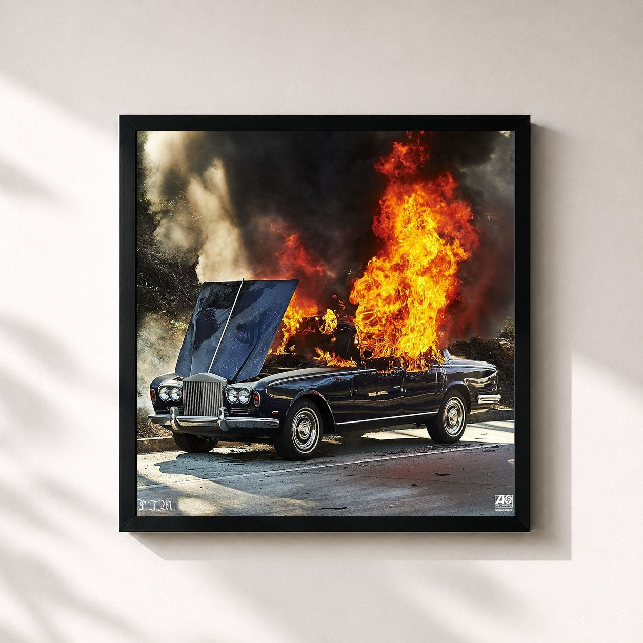 #noir Tableau carré de l'album Woodstock de Portugal. The Man, cadre noir 32x32 cm