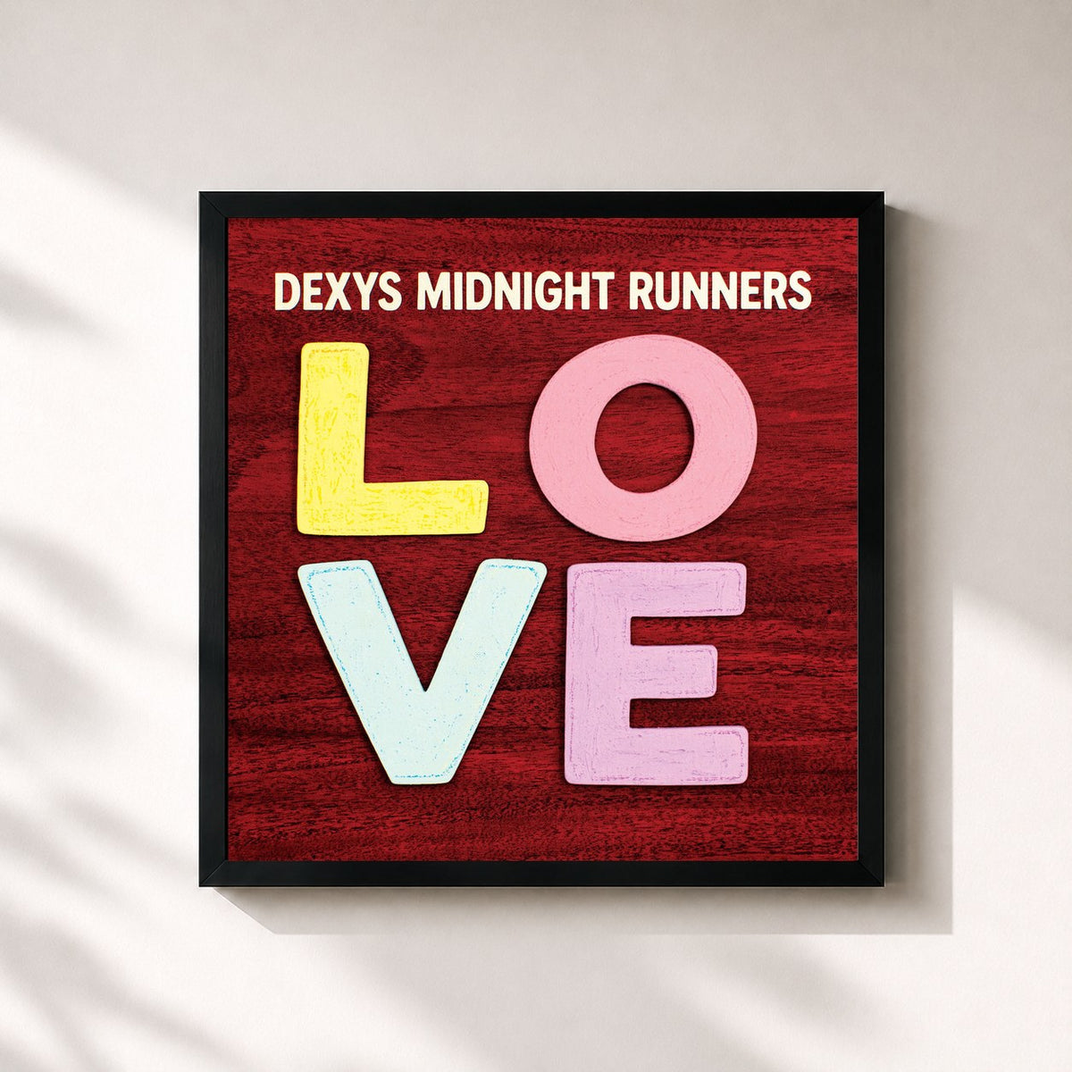 #noir Tableau carré de l'album LOVE de Dexys Midnight Runners, cadre noir 32x32 cm