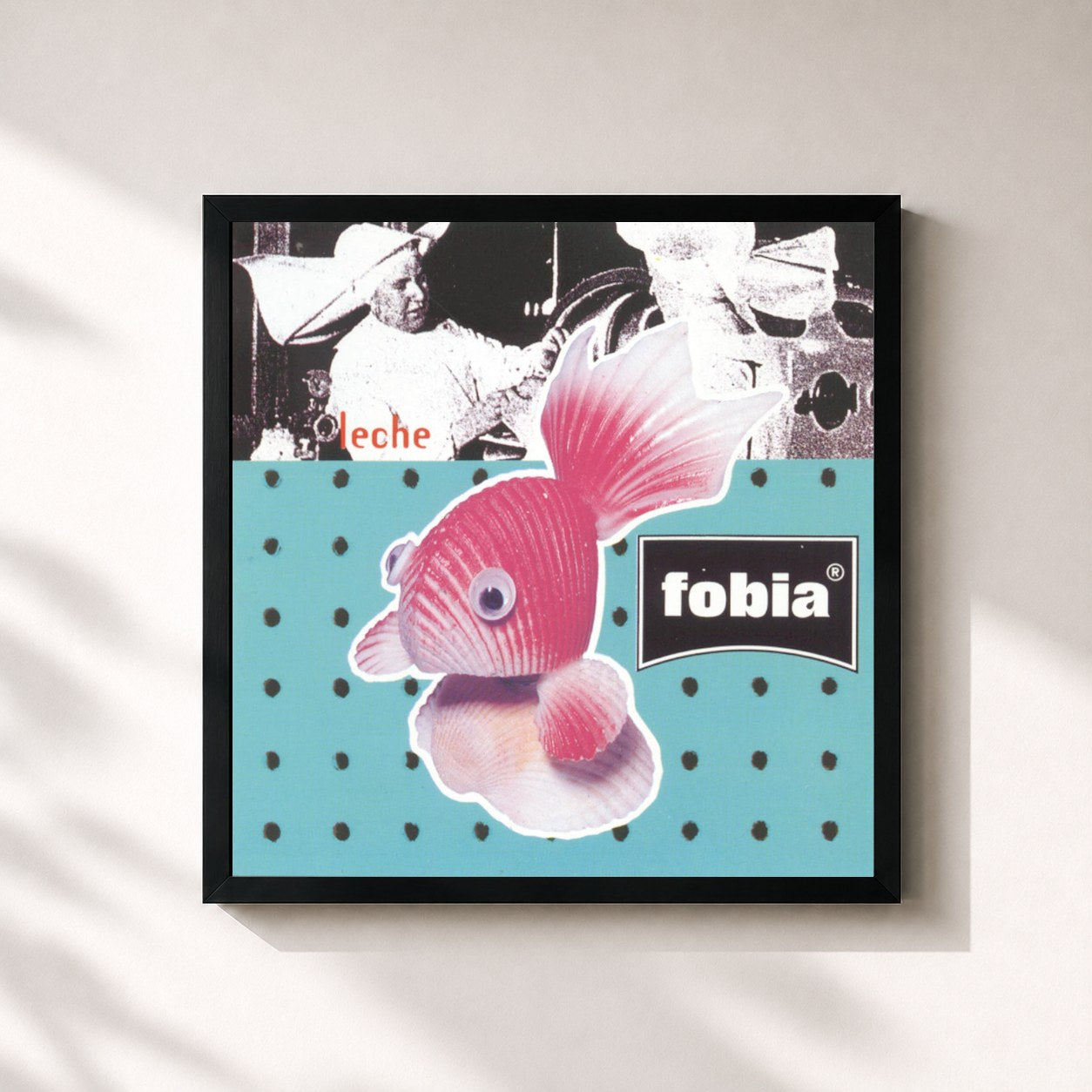 #noir Tableau carré de l'album Leche de Fobia, cadre noir 32x32 cm
