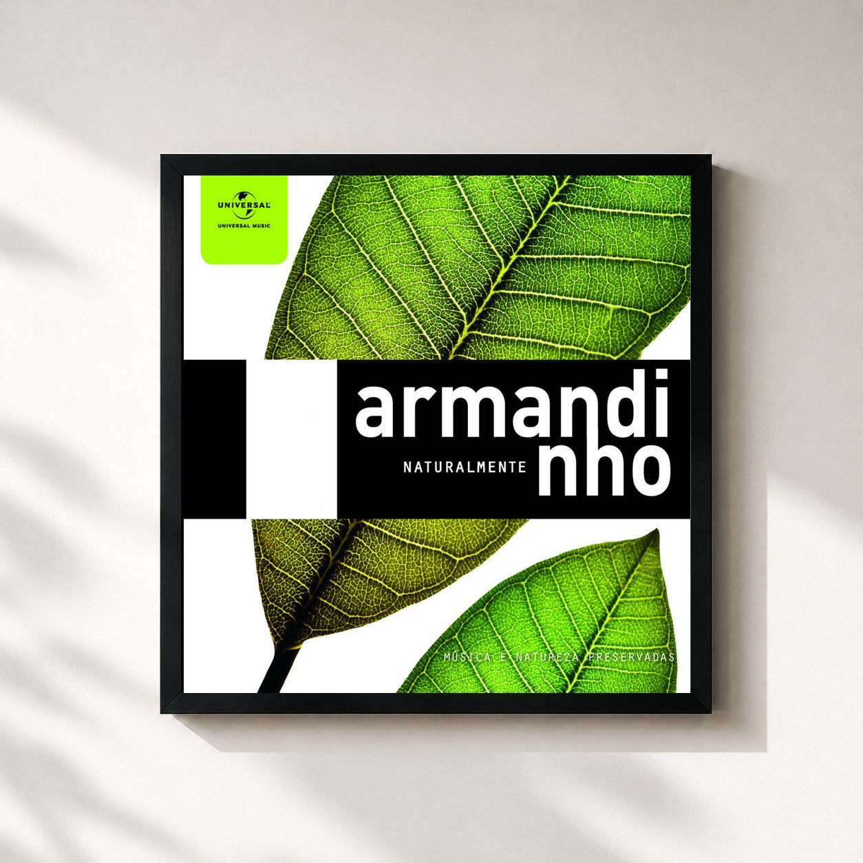 #noir Tableau carré de l'album Armandinho Naturalmente de Armandinho, cadre noir 32x32 cm