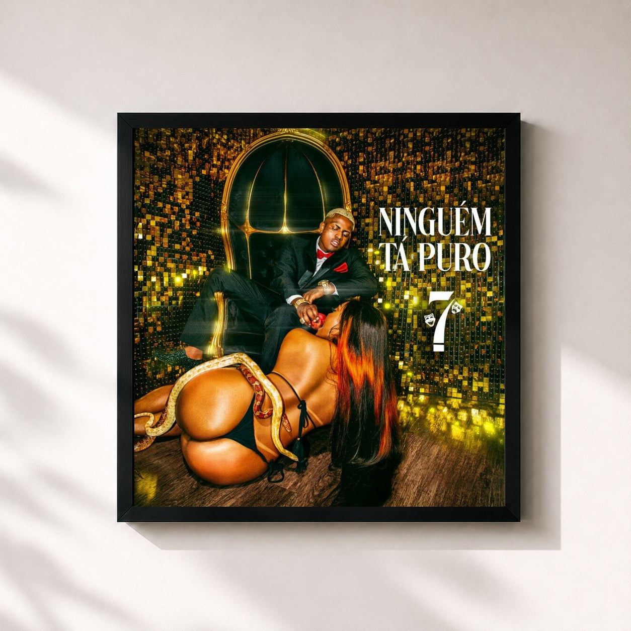 #noir Tableau carré de l'album Ninguém Tá Puro! de Mc IG, cadre noir 32x32 cm