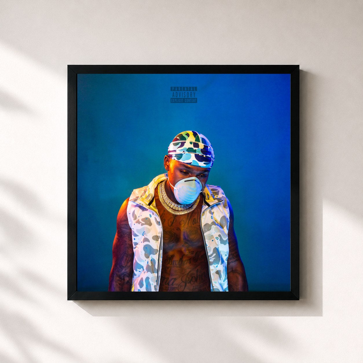 #noir Tableau carré de l'album BLAME IT ON BABY de DaBaby, cadre noir 32x32 cm