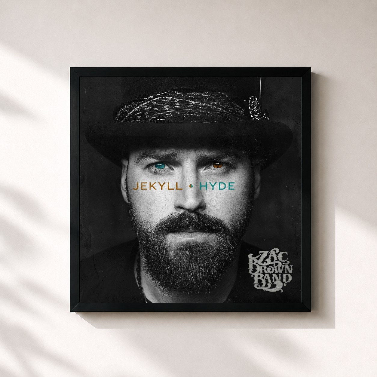#noir Tableau carré de l'album JEKYLL + HYDE de Zac Brown Band, cadre noir 32x32 cm