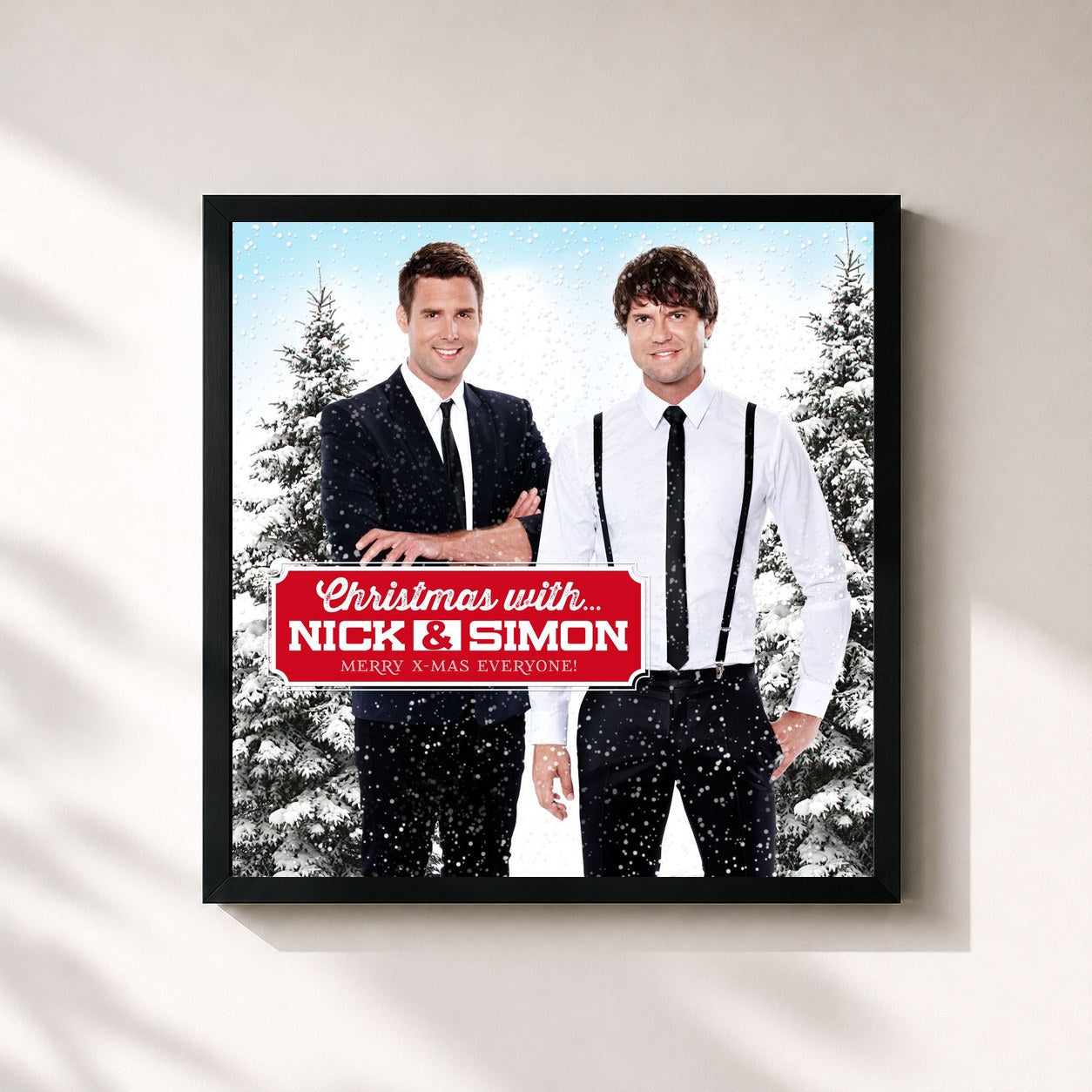 #noir Tableau carré de l'album Christmas With Nick & Simon de Nick & Simon, cadre noir 32x32 cm