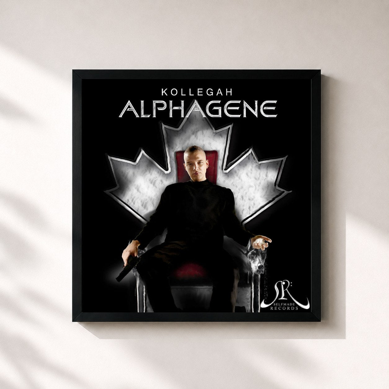 #noir Tableau carré de l'album Alphagene de Kollegah, cadre noir 32x32 cm