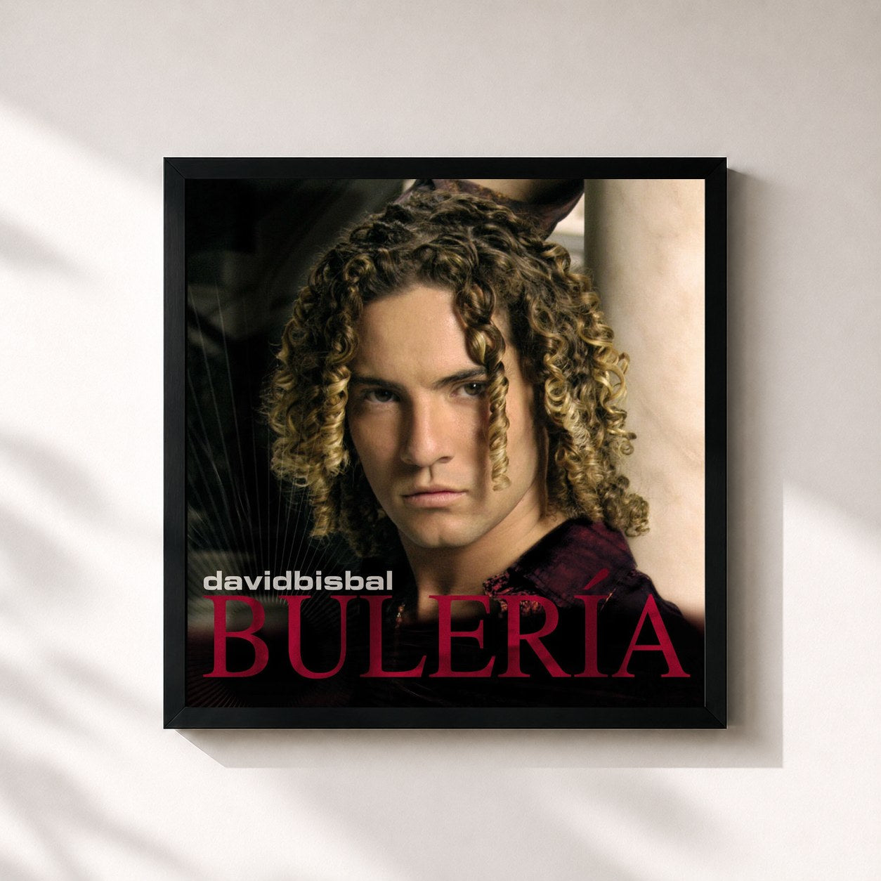 #noir Tableau carré de l'album Bulería de David Bisbal, cadre noir 32x32 cm