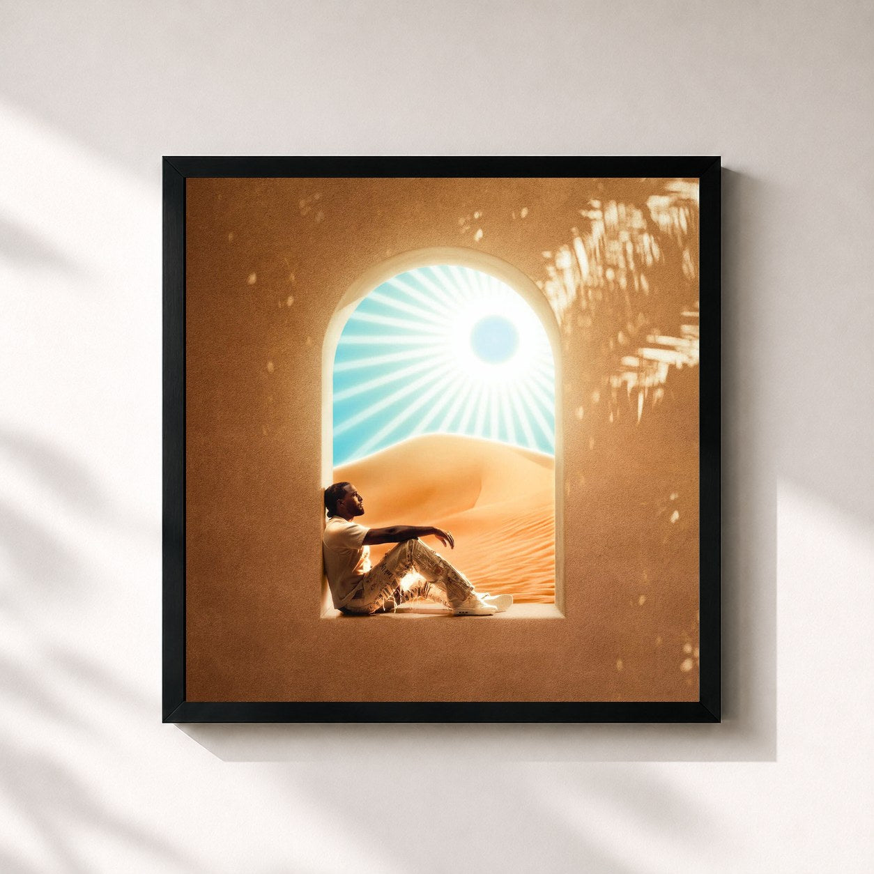 #noir Tableau carré de l'album BORN SPINNER de reezy, cadre noir 32x32 cm