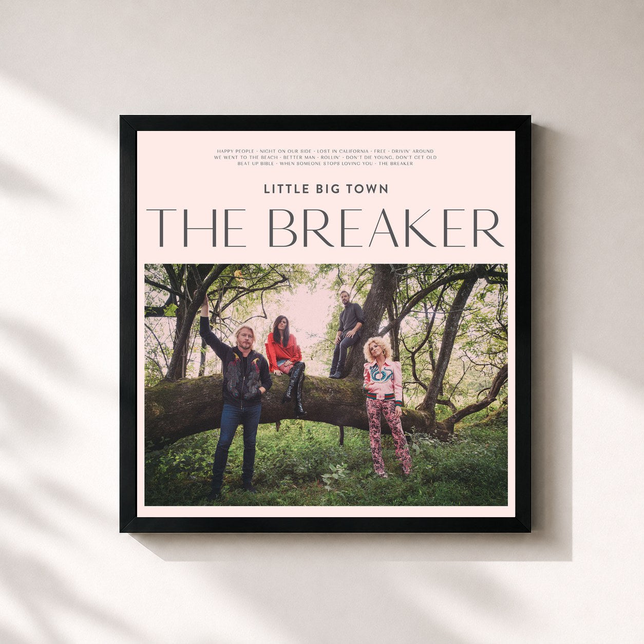 #noir Tableau carré de l'album The Breaker de Little Big Town, cadre noir 32x32 cm