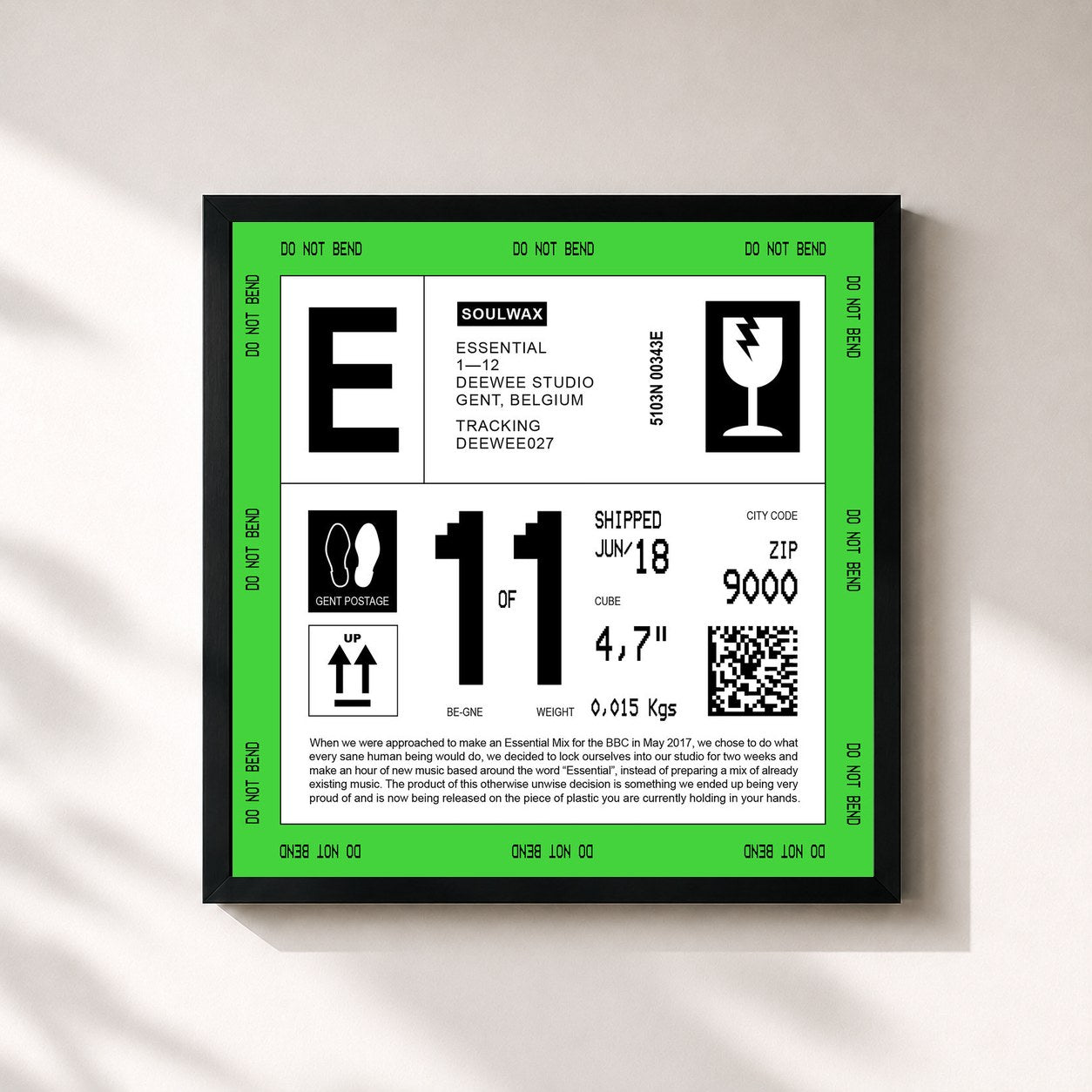 #noir Tableau carré de l'album ESSENTIAL de Soulwax, cadre noir 32x32 cm