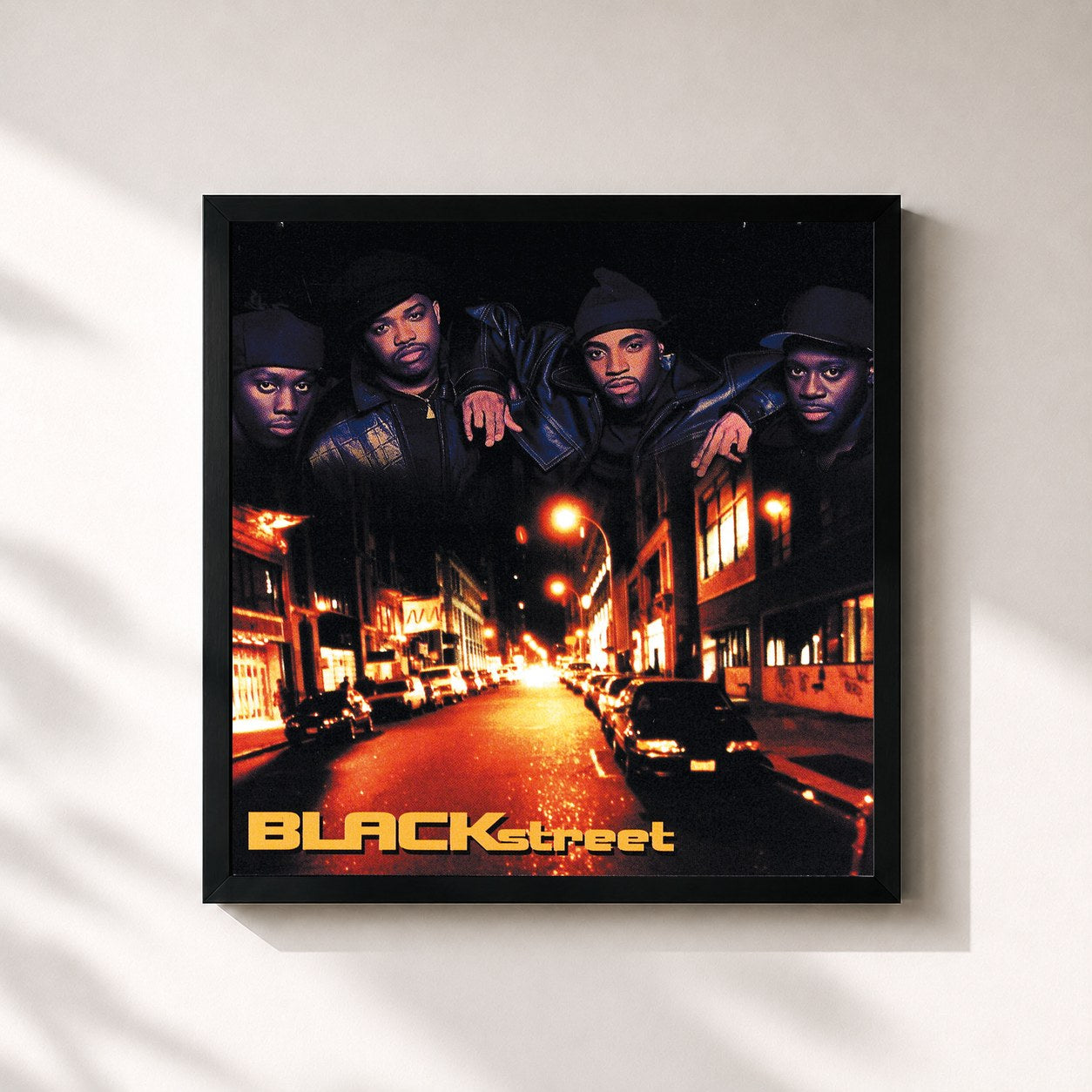 #noir Tableau carré de l'album Blackstreet de Blackstreet, cadre noir 32x32 cm
