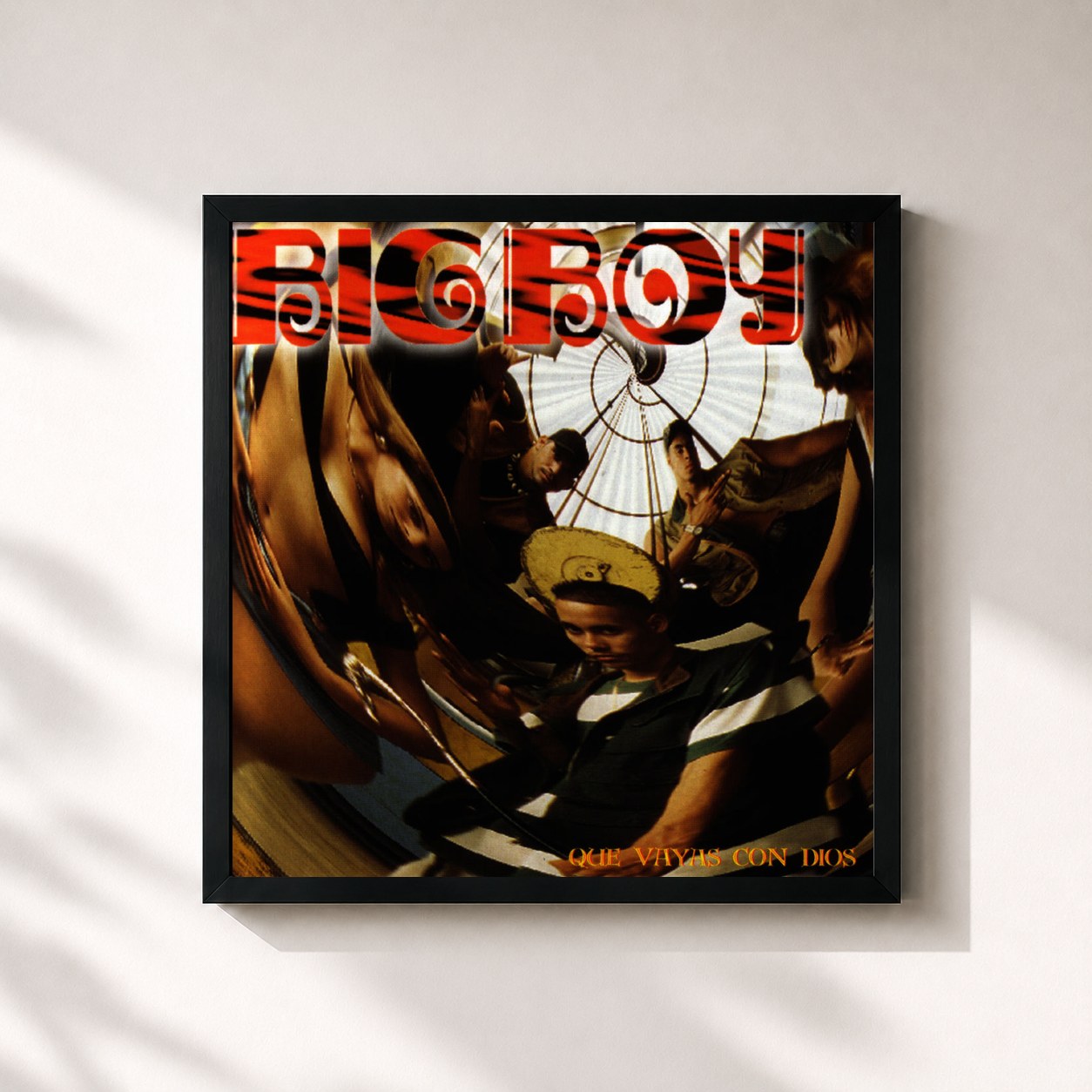 #noir Tableau carré de l'album Que Vayas Con Dios de Big Boy, cadre noir 32x32 cm