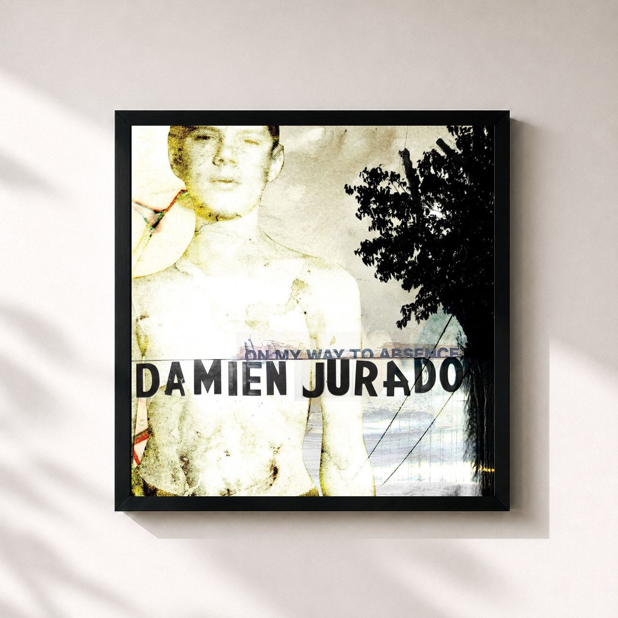#noir Tableau carré de l'album On My Way To Absence de Damien Jurado, cadre noir 32x32 cm