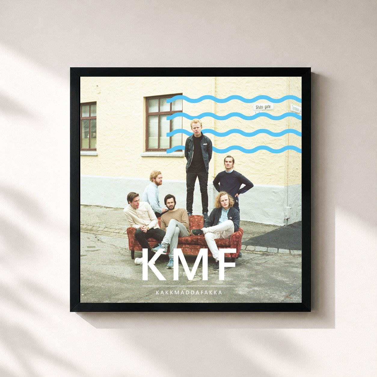 #noir Tableau carré de l'album KMF de Kakkmaddafakka, cadre noir 32x32 cm