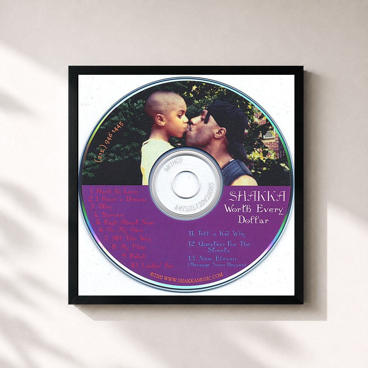 #noir Tableau carré de l'album Worth Every Dollar de SHAKKA, cadre noir 32x32 cm