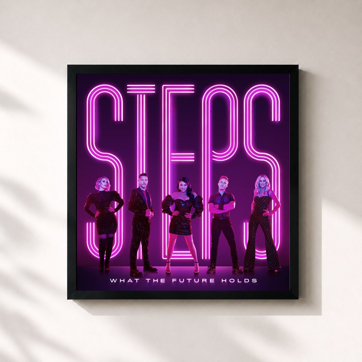 #noir Tableau carré de l'album What the Future Holds de Steps, cadre noir 32x32 cm