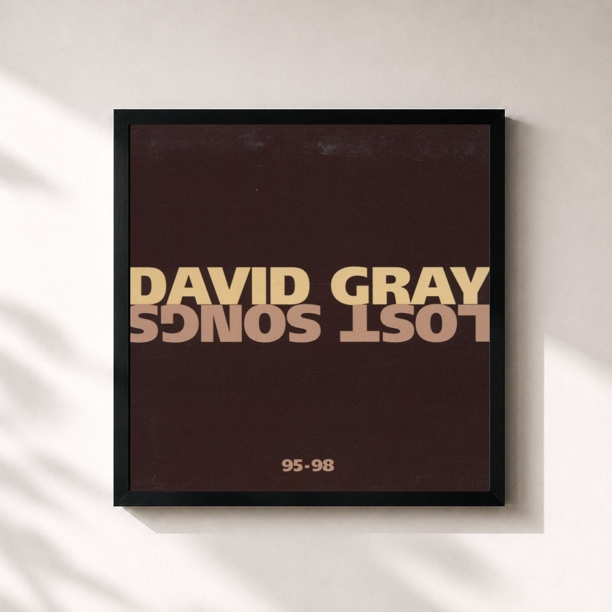 #noir Tableau carré de l'album Lost Songs 95-98 de David Gray, cadre noir 32x32 cm