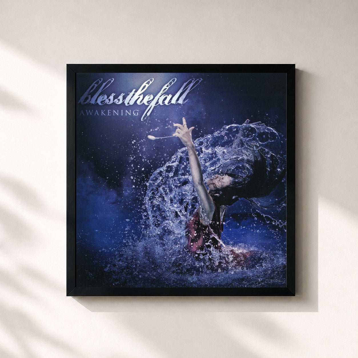 #noir Tableau carré de l'album Awakening de Blessthefall, cadre noir 32x32 cm